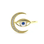 Evil Eye Crescent Ring