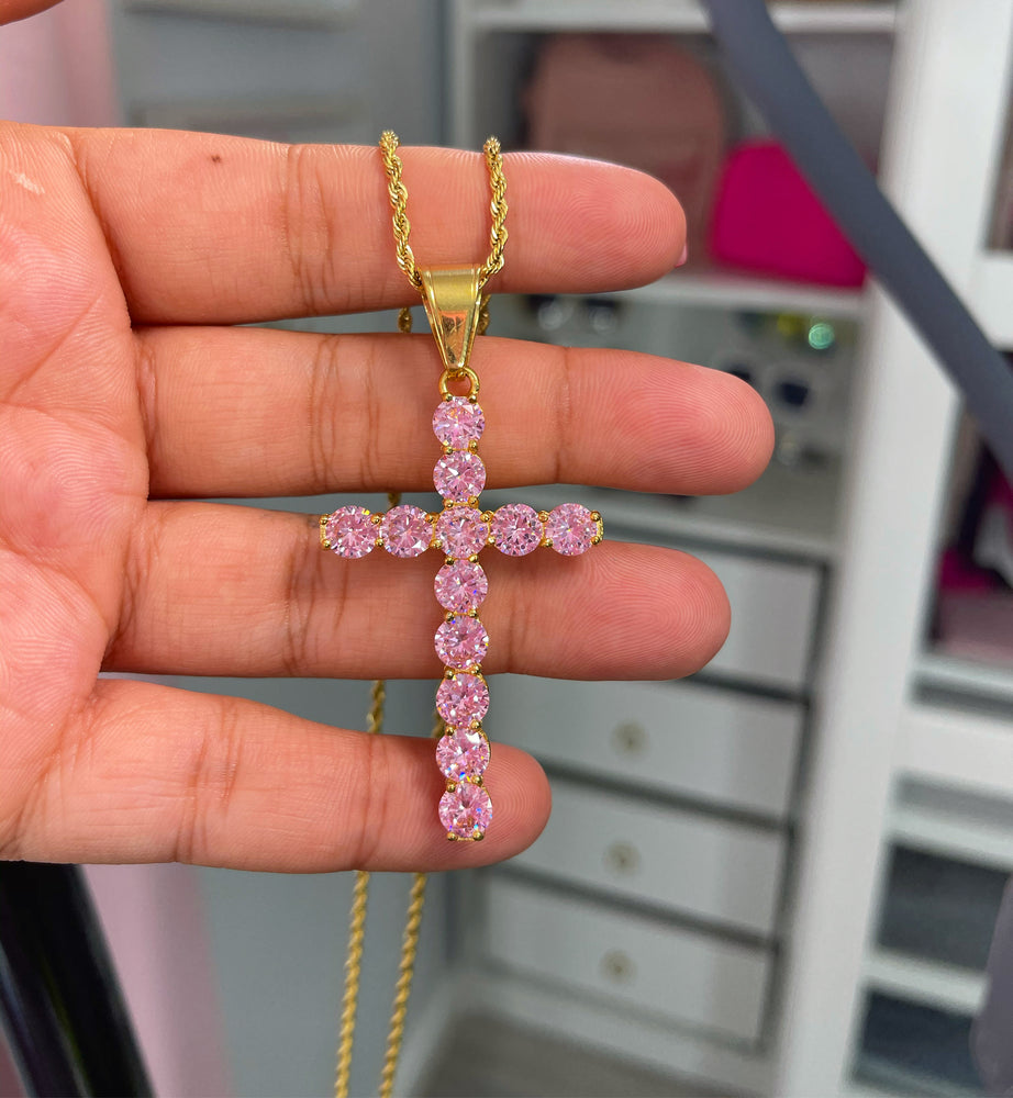 Pink Rose 'Cross' Necklace – Legends Never Die Jewelry™