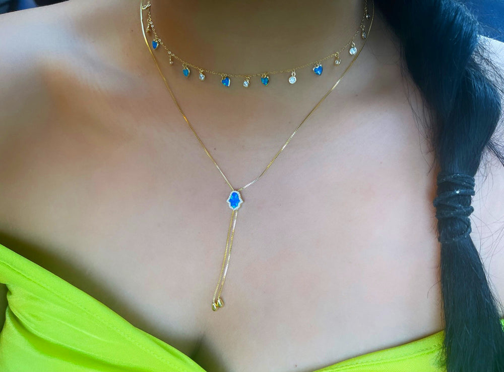 Opal Dainty Necklace Combo